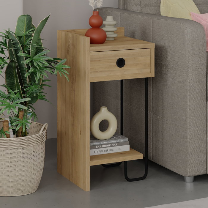 Hanah Home Sirius Left - Oak v2 Mesita de Noche Roble 32x61x30cm